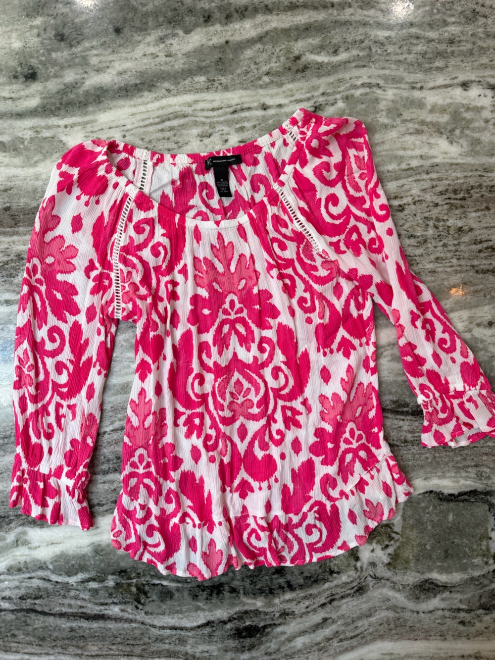 INC International Concepts White and Pink Floral Off-Shoulder Blouse